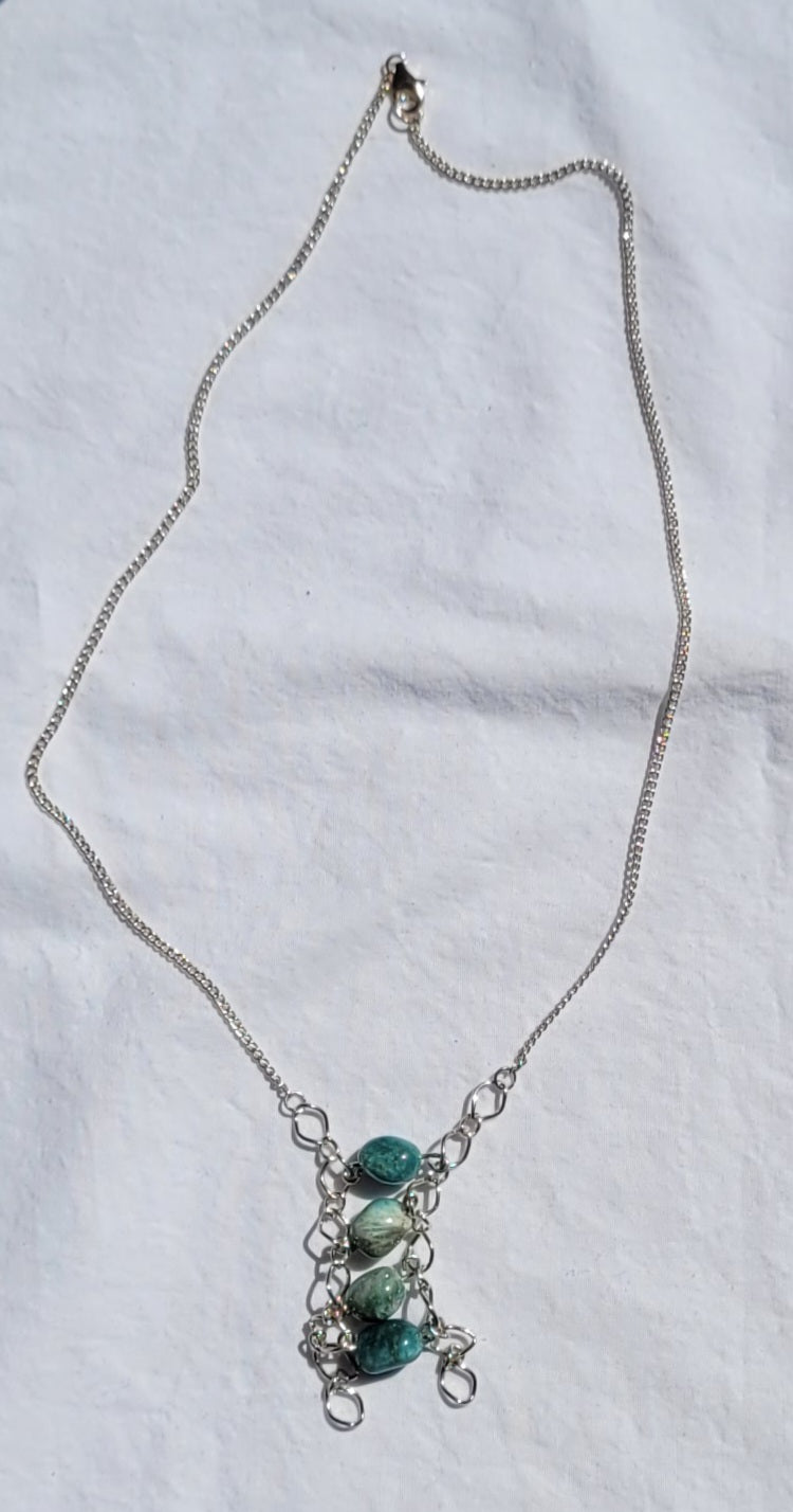 Vertical Blue Apatite Beads Necklace #2