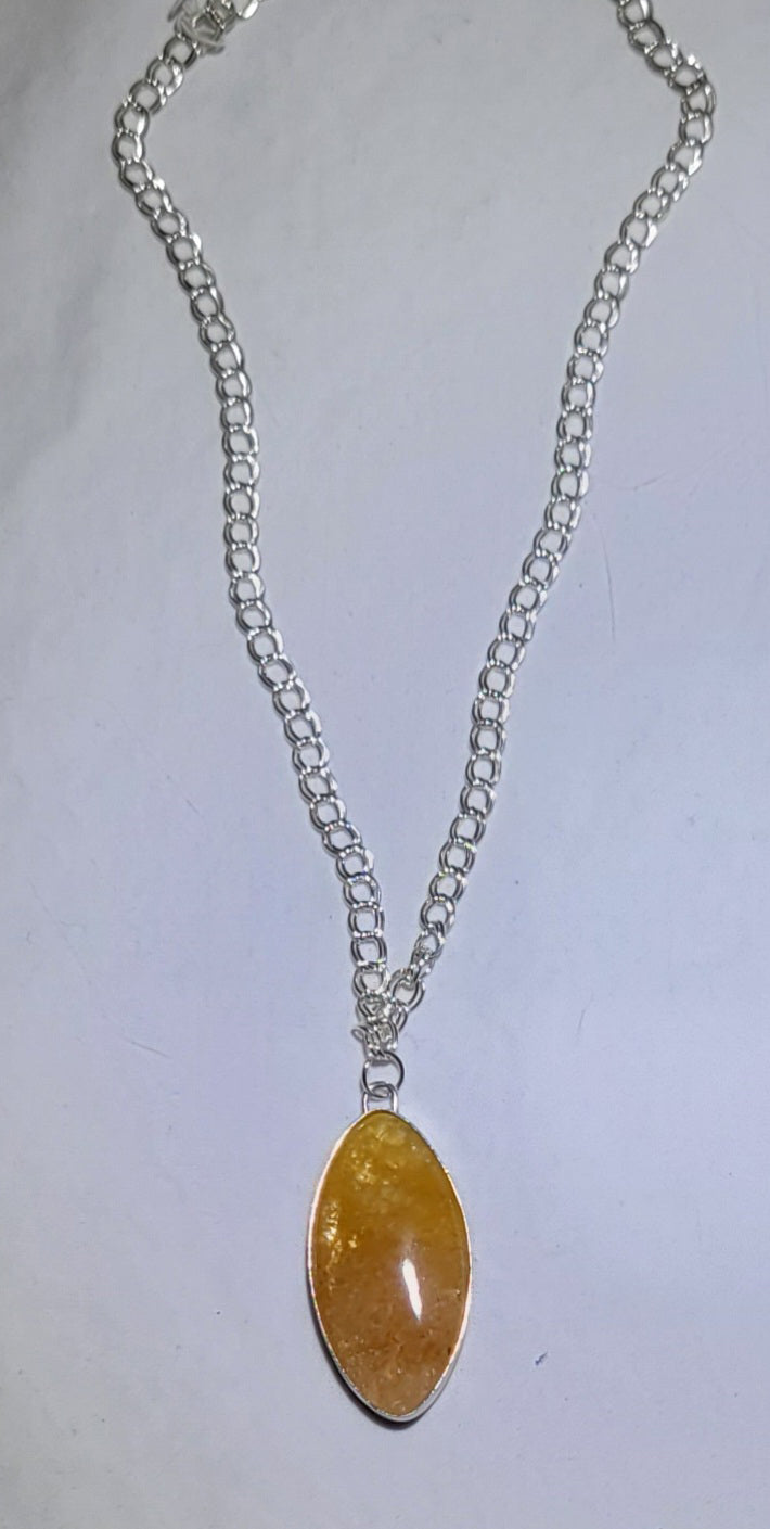 Yellow Aventurine w/backside owl cutout necklace