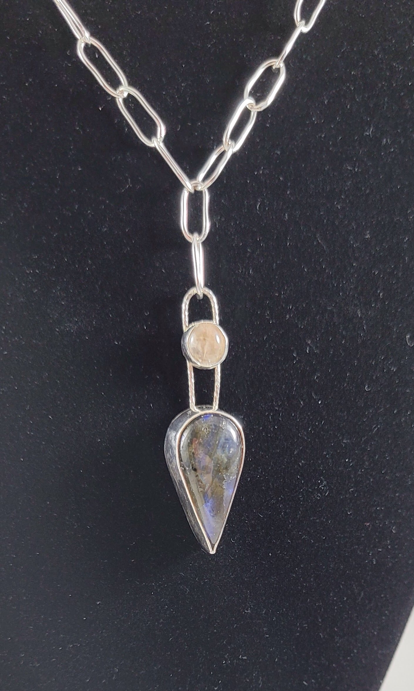 Labradorite with/ golden Rutile stone Necklace