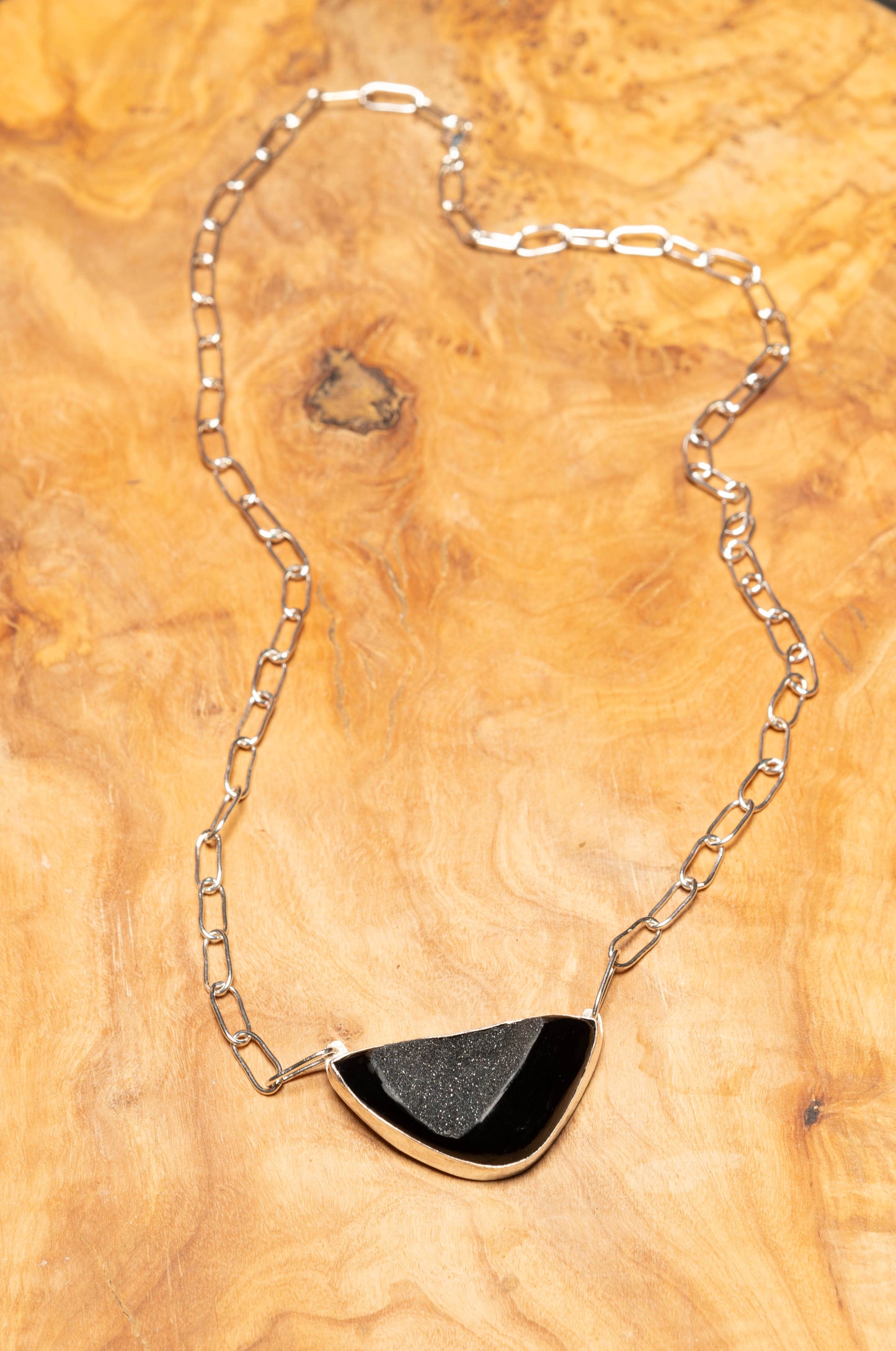 Black Druzy Onyx Pendent