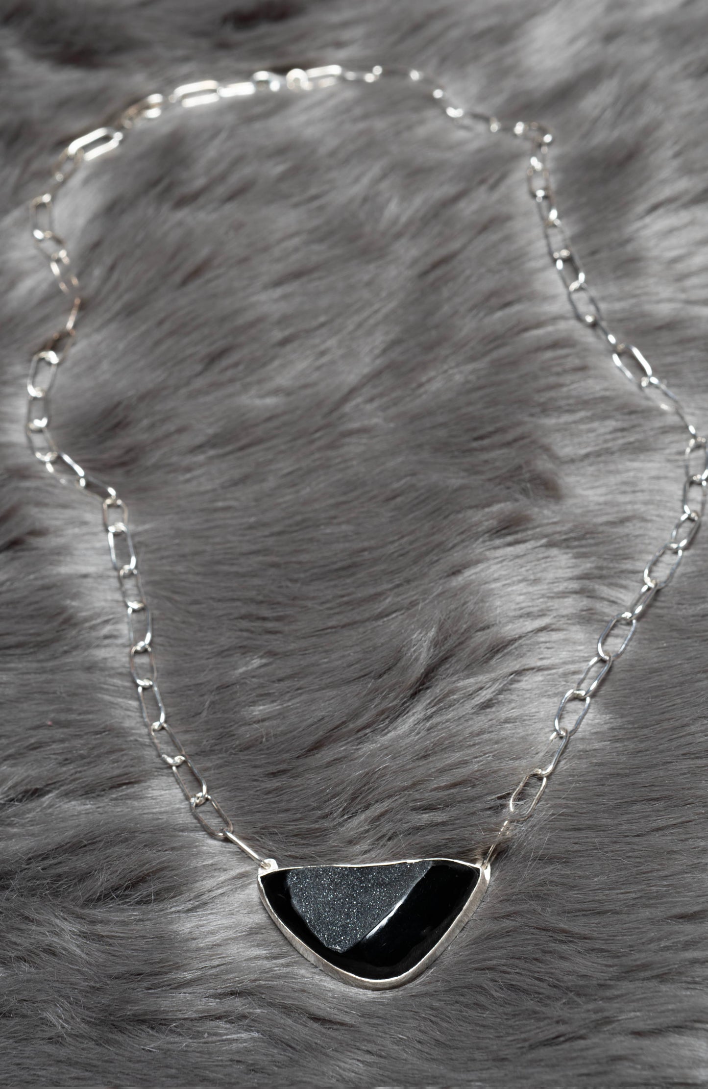 Black Druzy Onyx Pendent