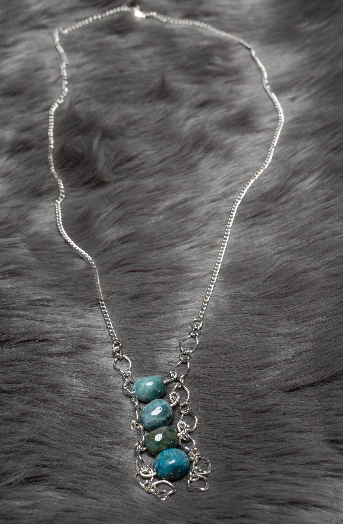 Vertical Blue Apatite beads necklace #3