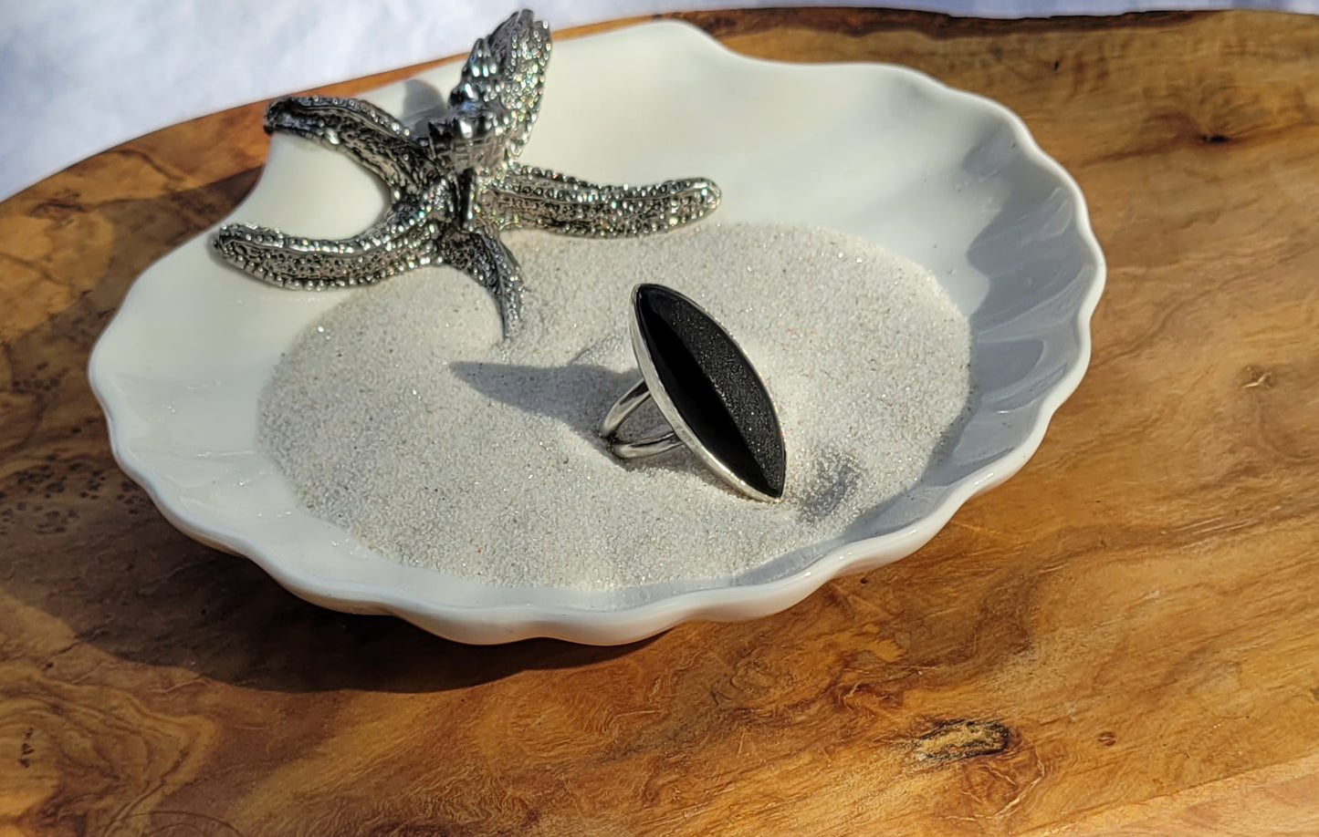 Black Drusy Onyx Ring Size 7