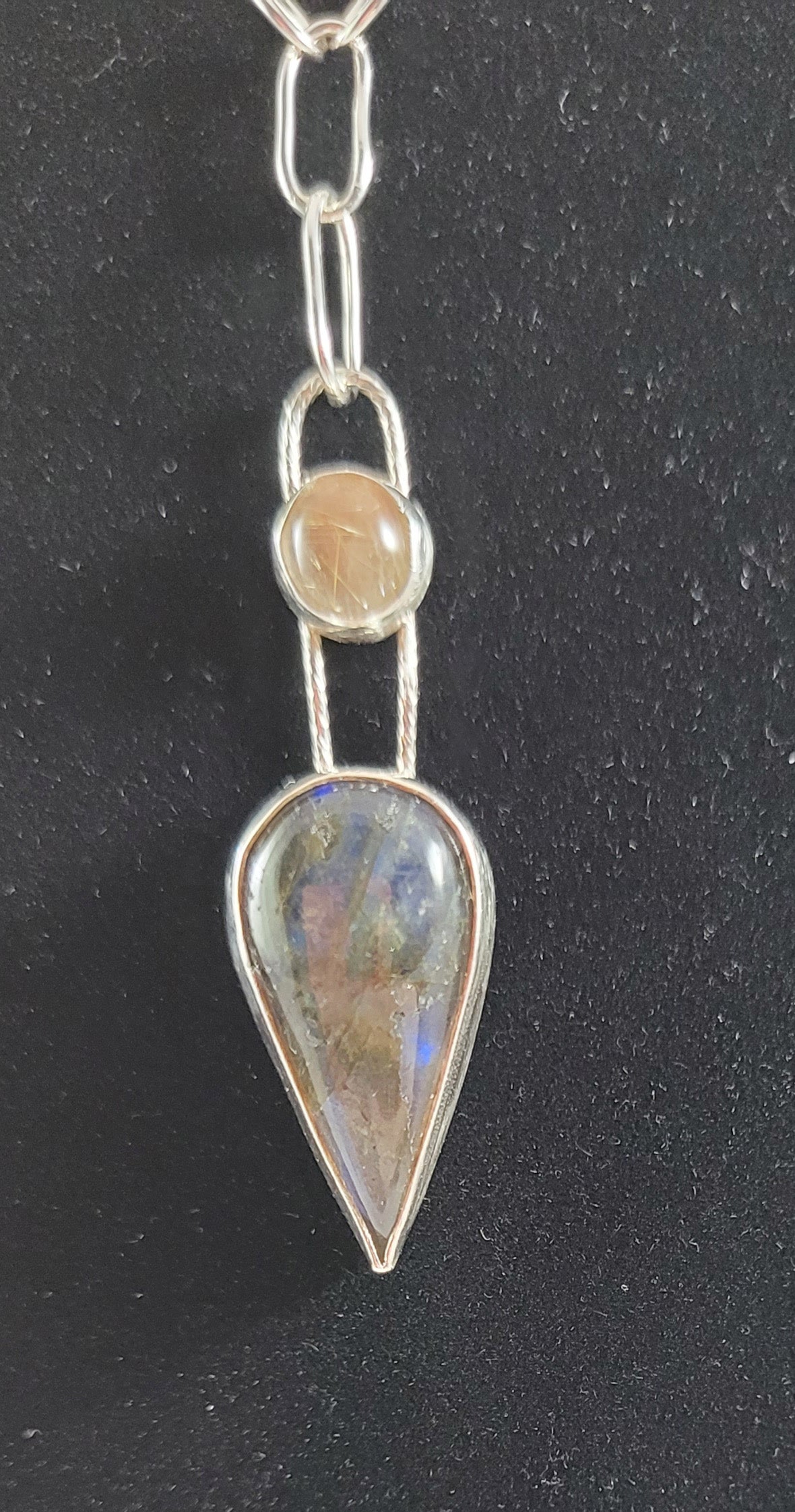 Labradorite with/ golden Rutile stone Necklace