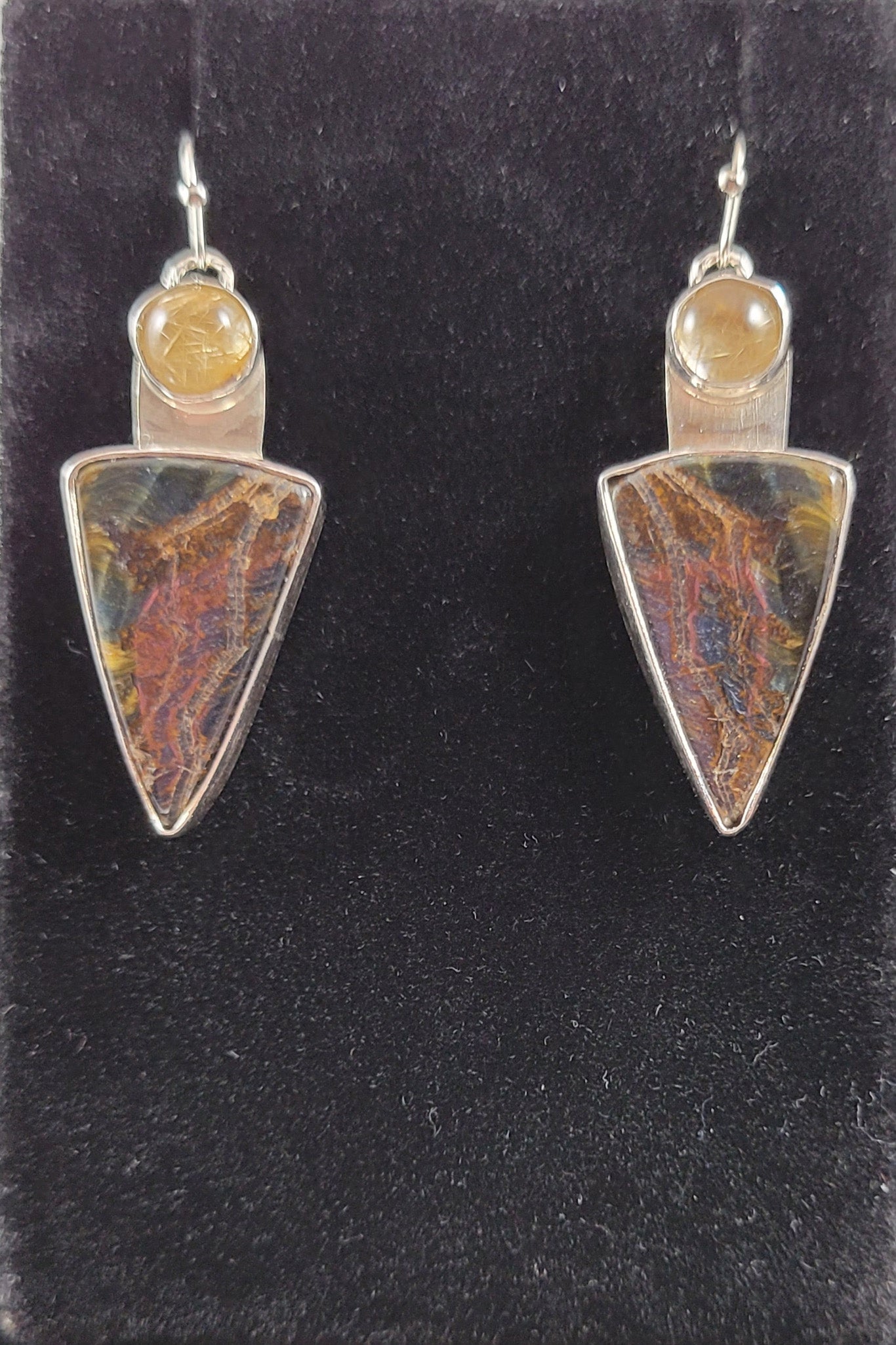 Tiger Eyes Fire w/ rutile quartz earrings