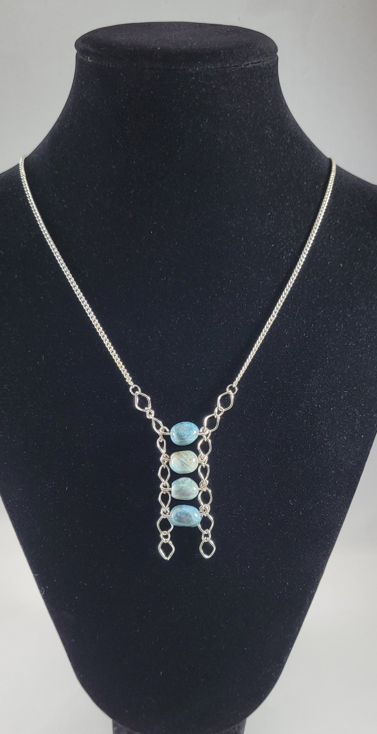Vertical Blue Apatite Beads Necklace #2