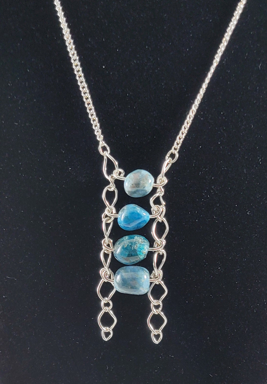 Vertical Blue Apatite beads necklace #3