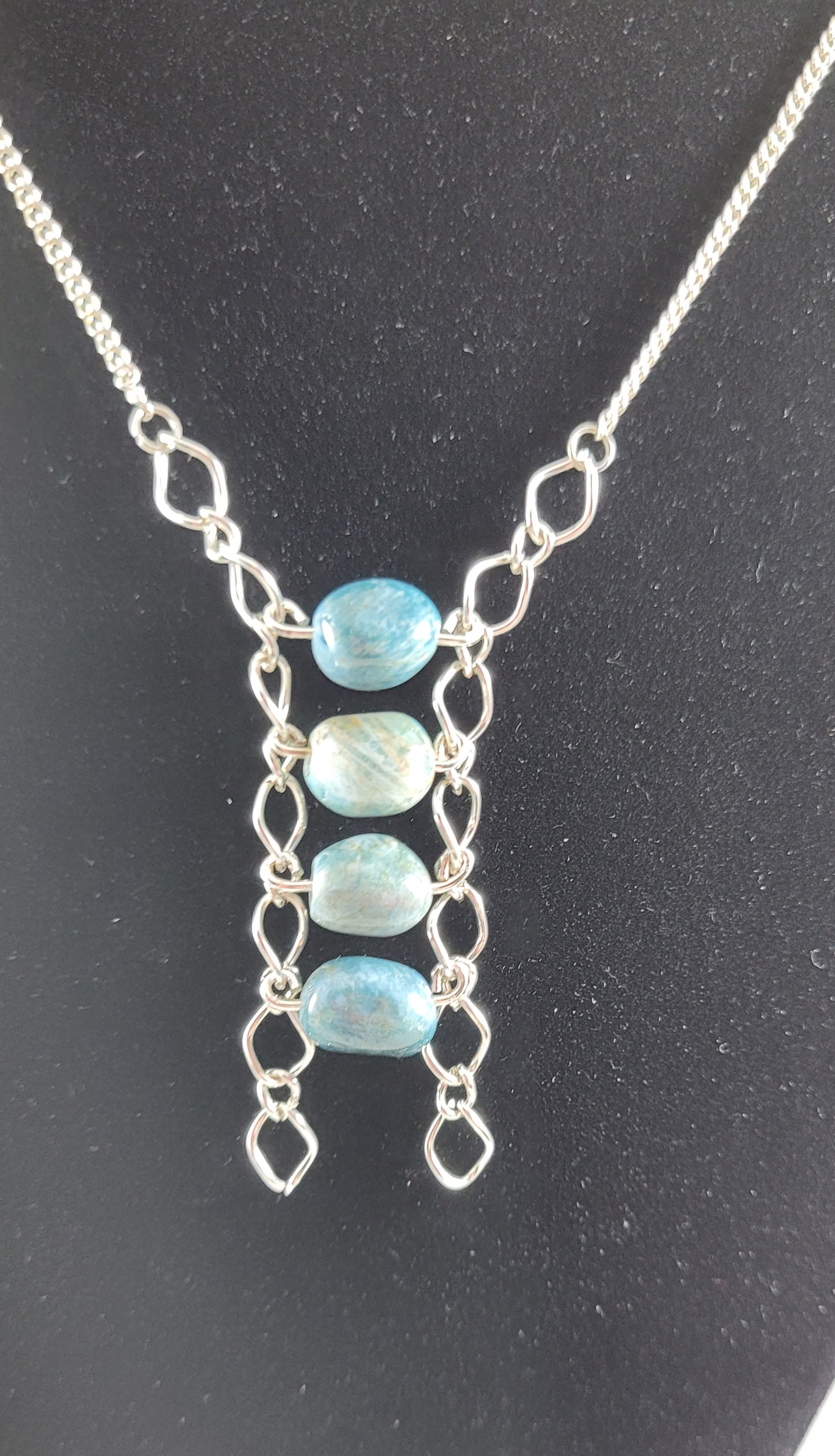 Vertical Blue Apatite Beads Necklace #2