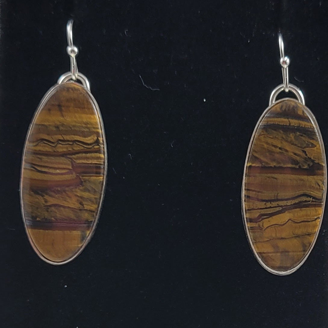 Yellow Iron tiger eye earrings