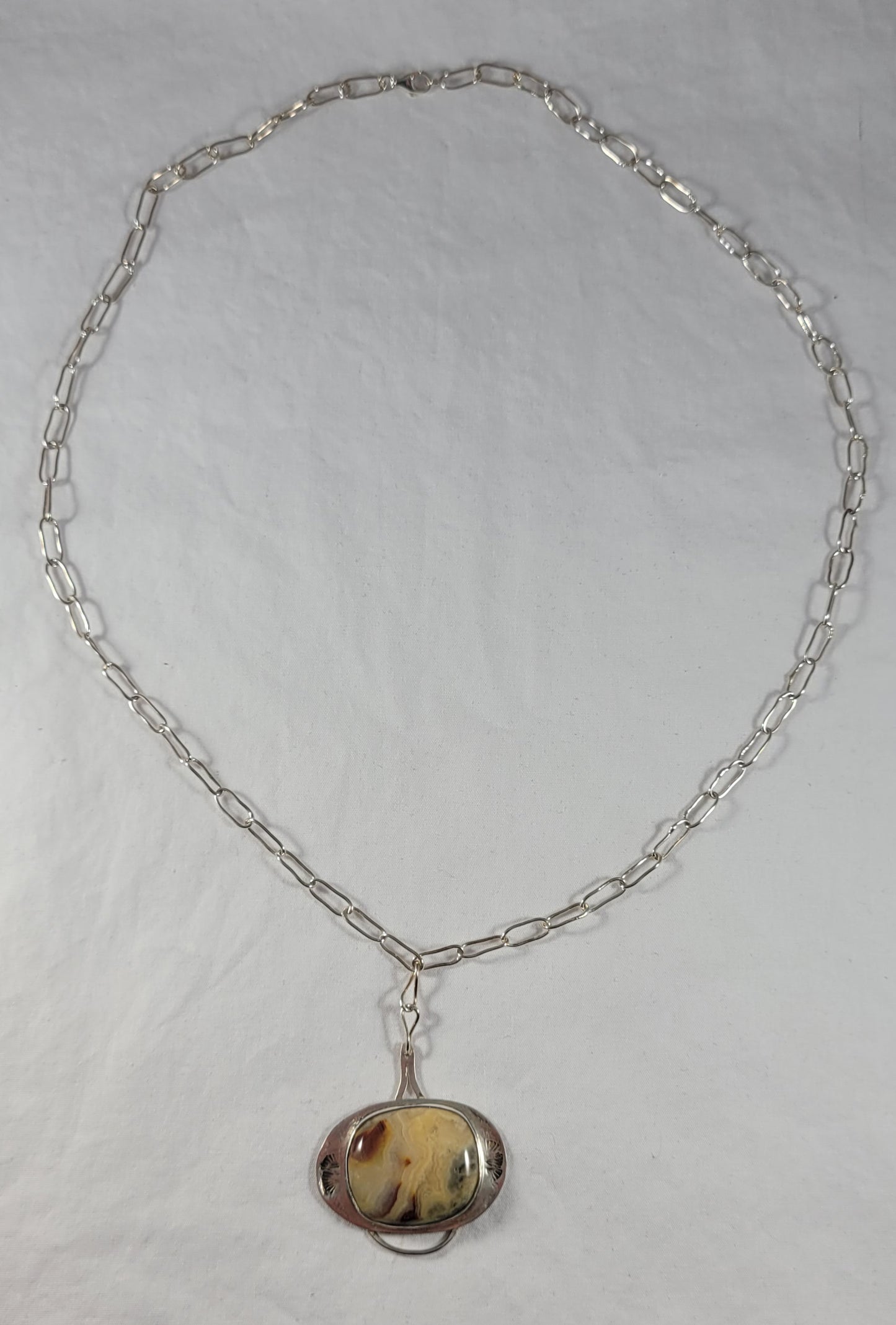 Yellow Lace Agate Square Stone Pendent