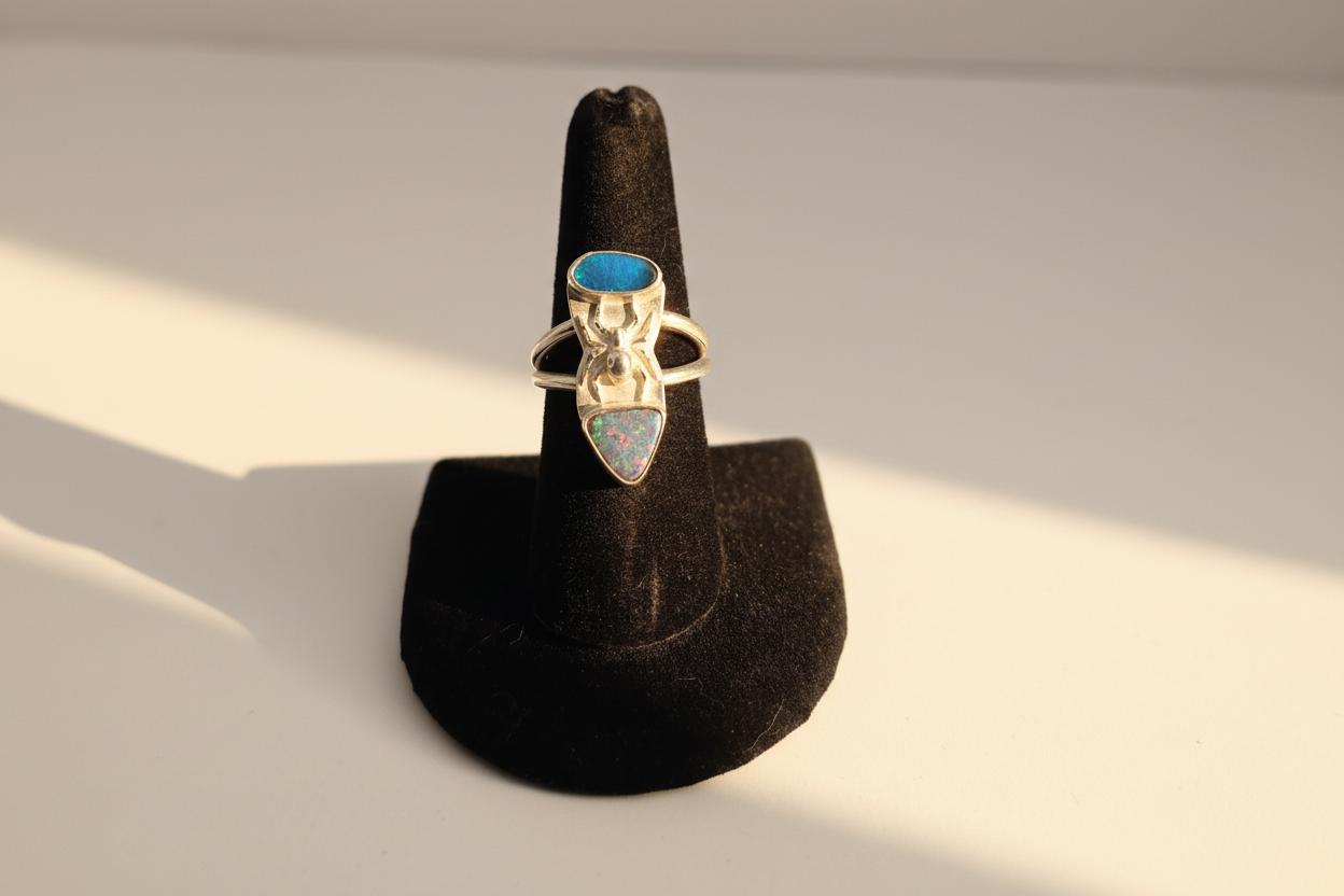 Australian Opal Ring with spider accent (Size 7.5)
