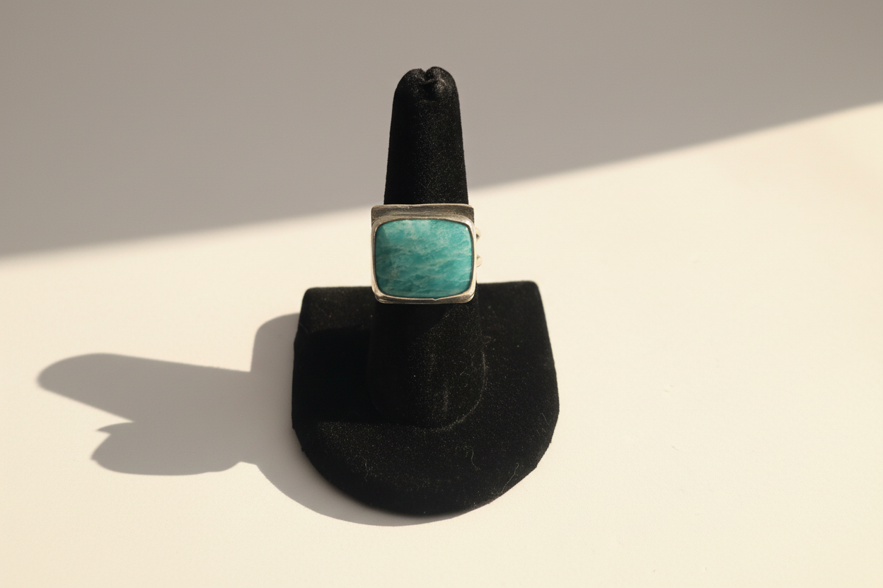 Square Offset Amazonite ring (Size 7.25)