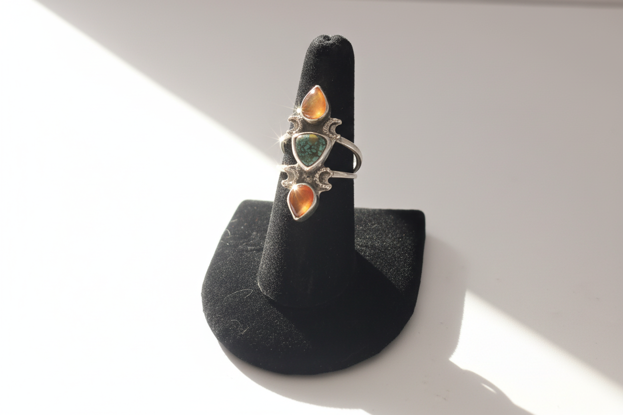 Turquoise / Carnelian W/ Moon Accents (Size 6.75)