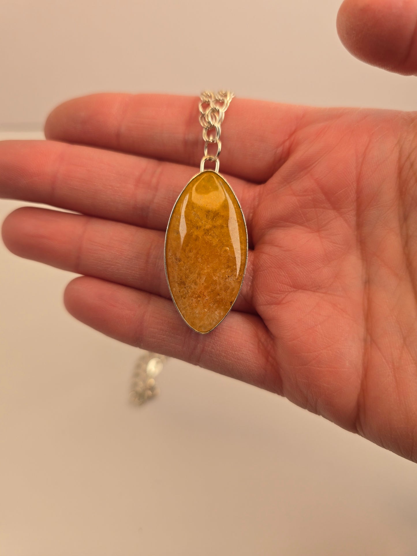 Yellow Aventurine w/backside owl cutout necklace