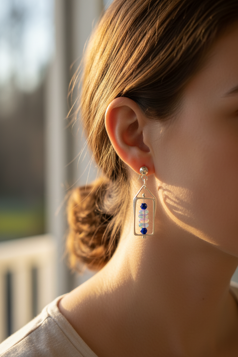 Lapis / Opal Beaded Earrings