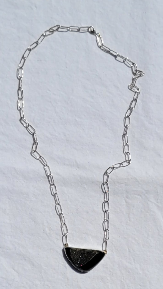 Black Druzy Onyx Pendent