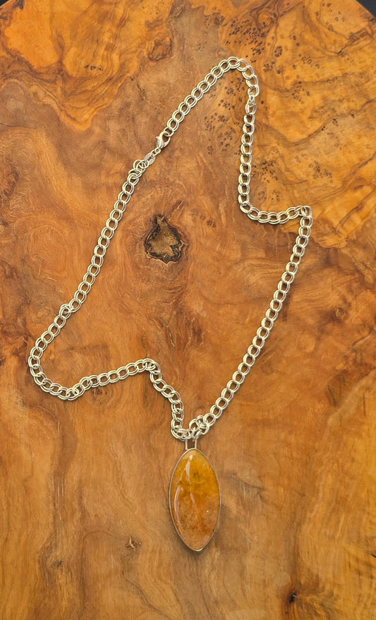 Yellow Aventurine w/backside owl cutout necklace