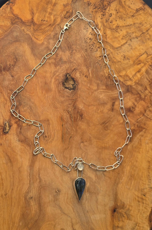 Labradorite with/ golden Rutile stone Necklace