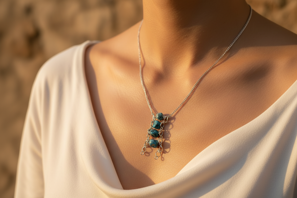 Vertical Apatite Beads Necklace #1