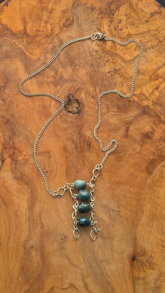 Vertical Blue Apatite Beads Necklace #2