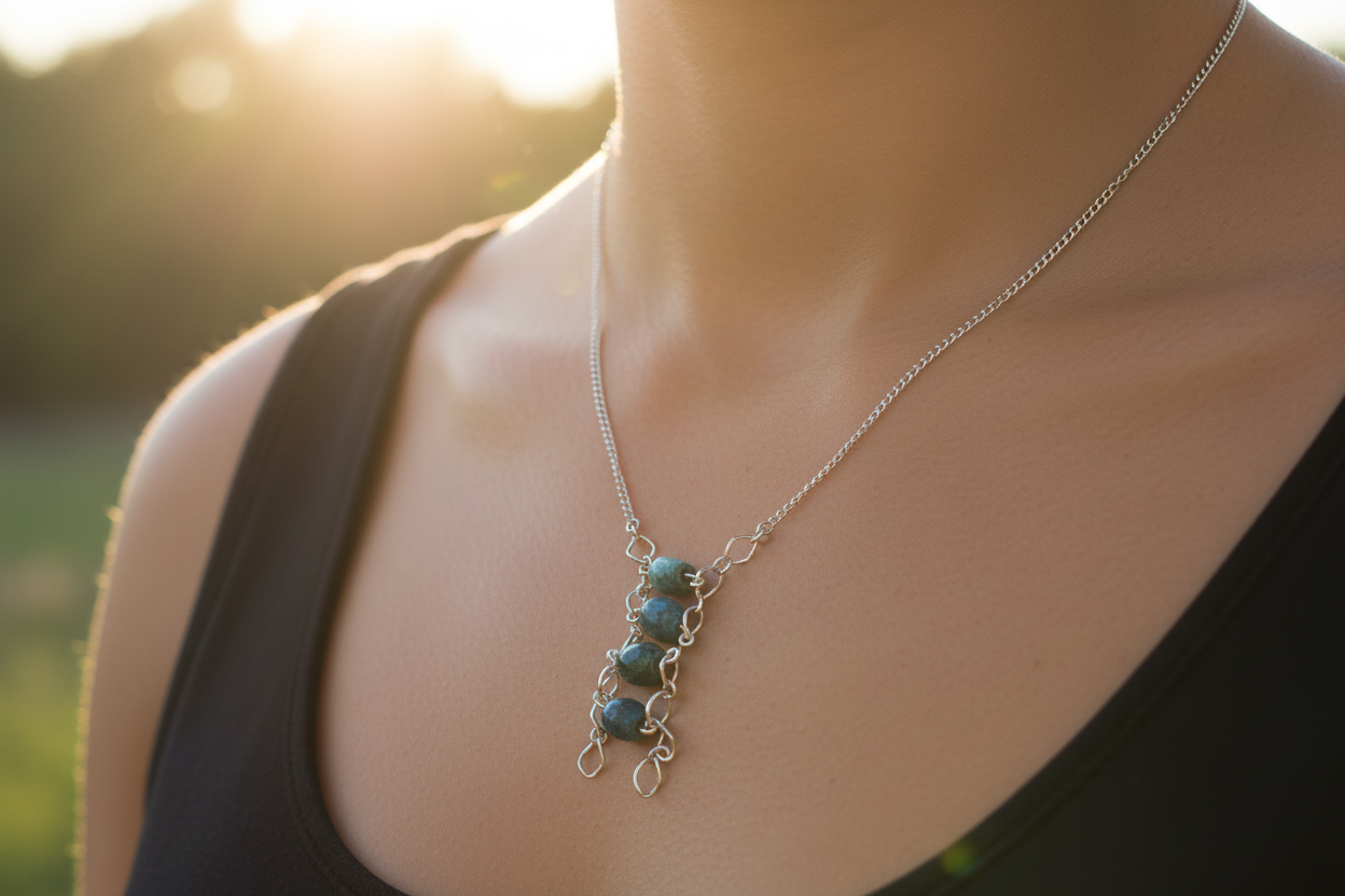 Vertical Blue Apatite Beads Necklace #2