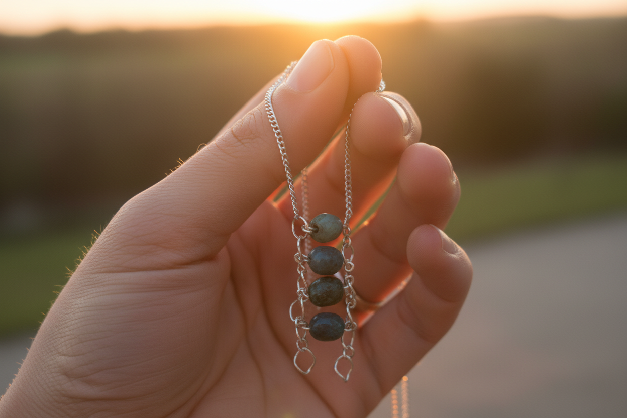 Vertical Blue Apatite Beads Necklace #2