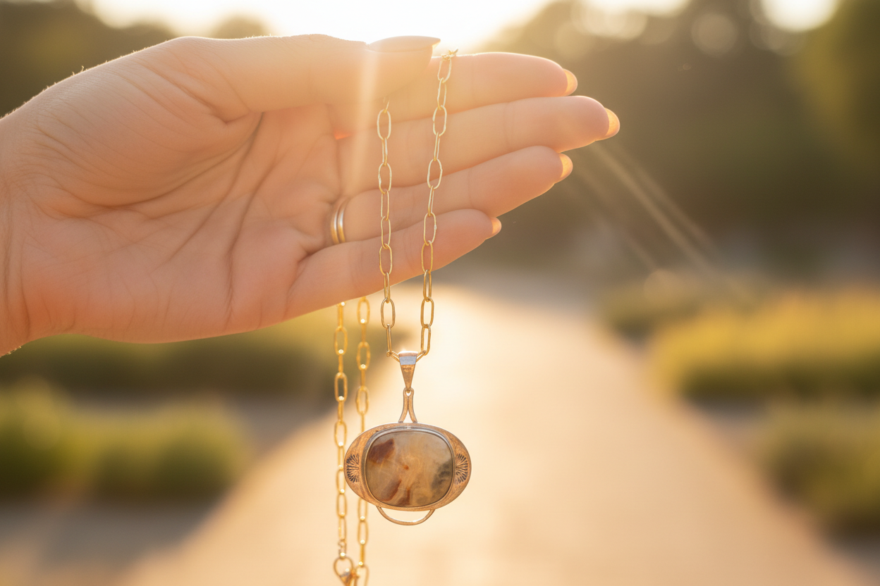 Yellow Lace Agate Square Stone Pendent