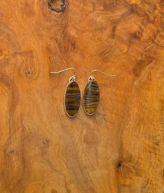 Yellow Iron tiger eye earrings
