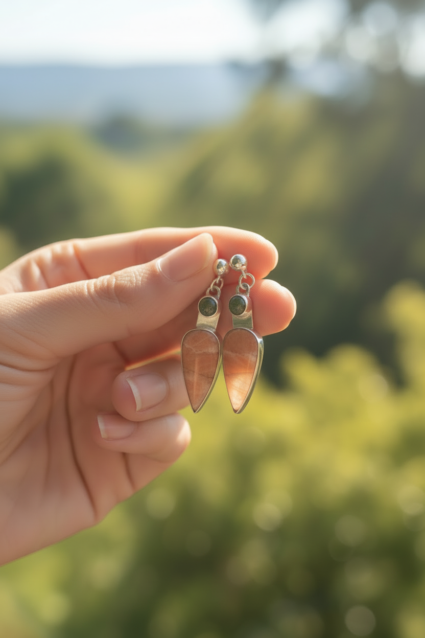 Pink Amazonite with green henna Jasper accents stones.