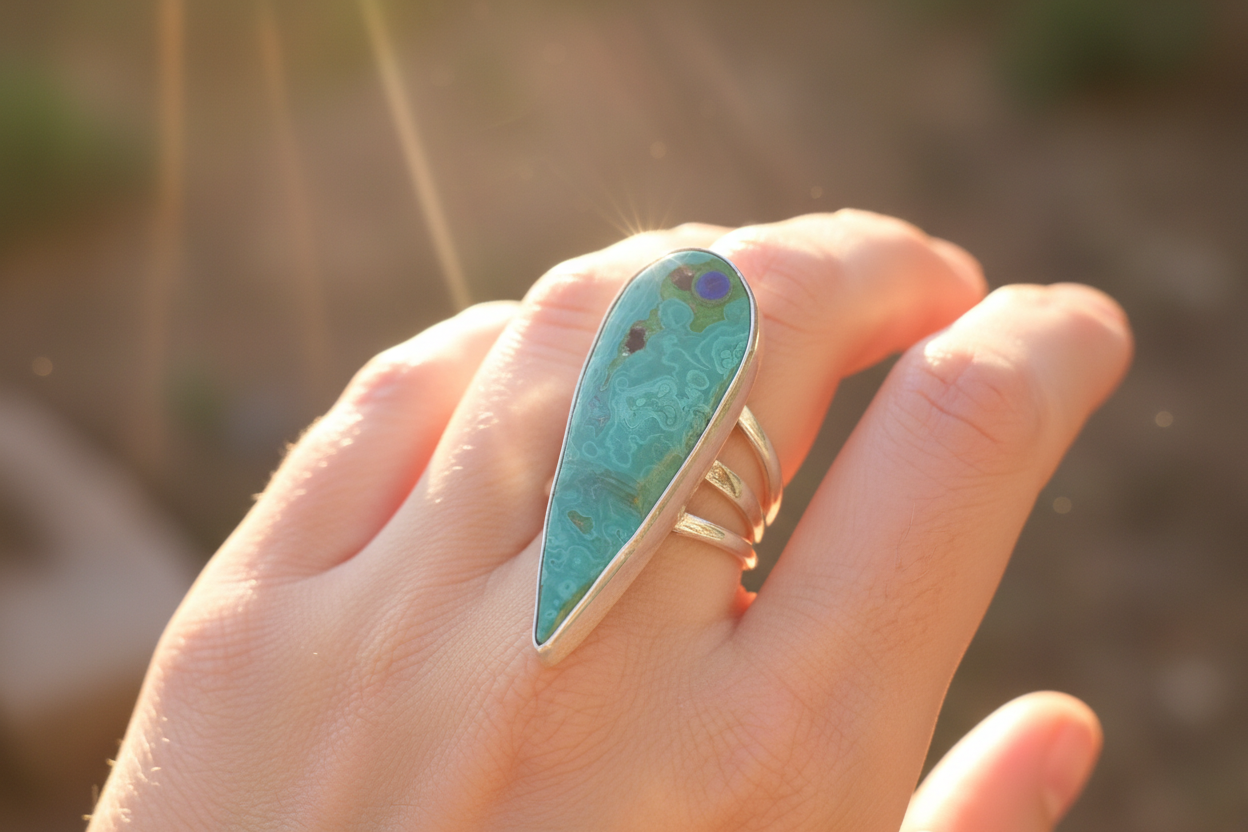 Malachite Azurite Ring (Size 8)