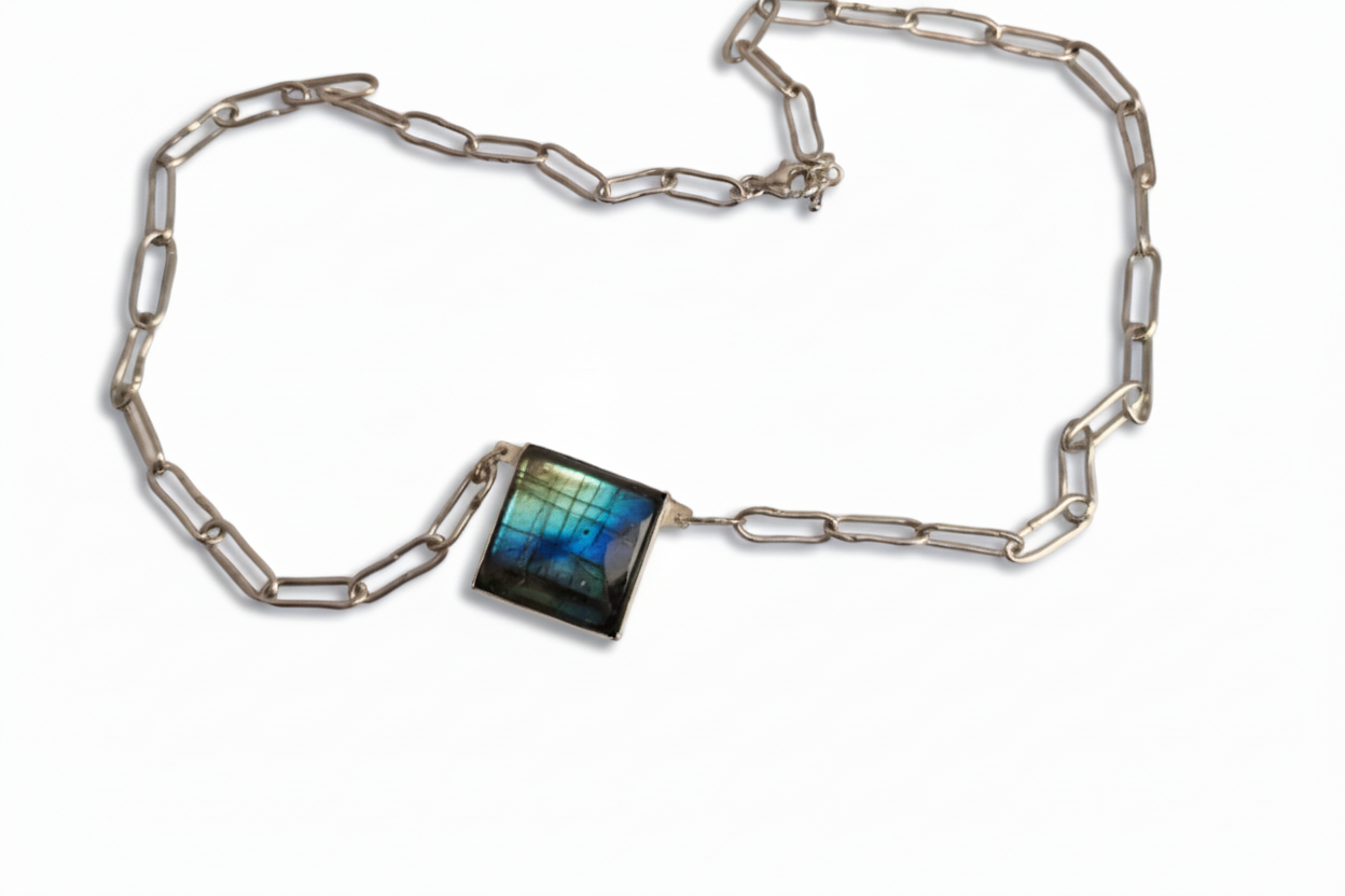 Labradorite Square Necklace