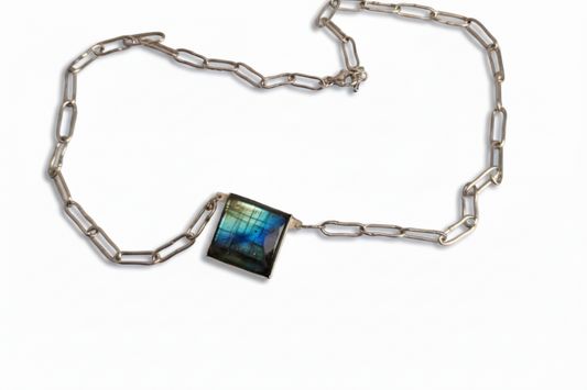 Labradorite Square Necklace