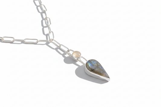 Labradorite with/ golden Rutile stone Necklace