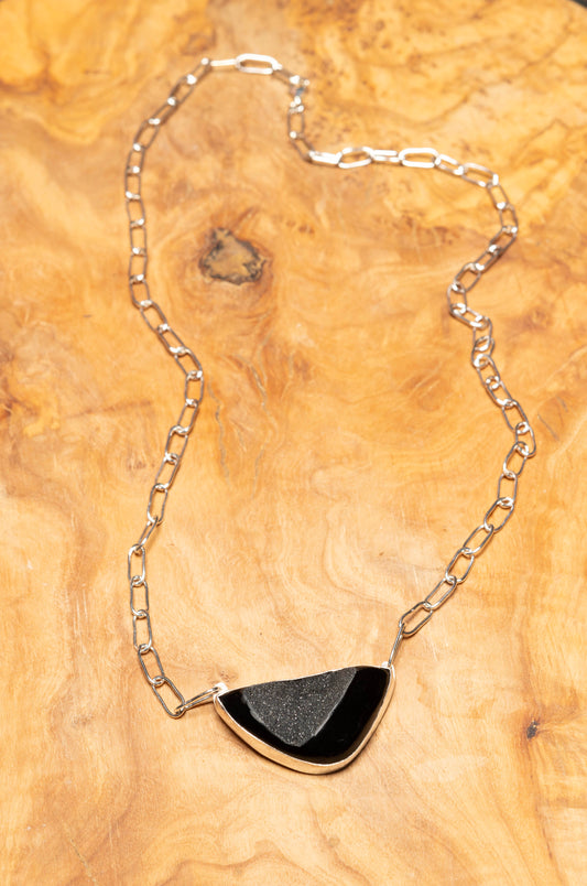 Black Druzy Onyx Pendent