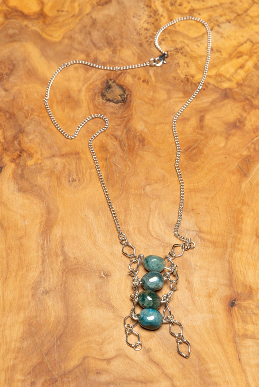Vertical Blue Apatite beads necklace #3