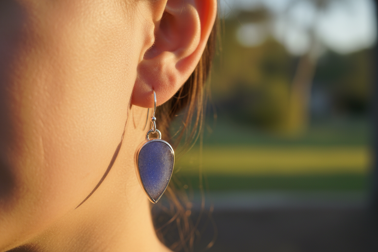 Natural Blue Paraiba Quartz earrings