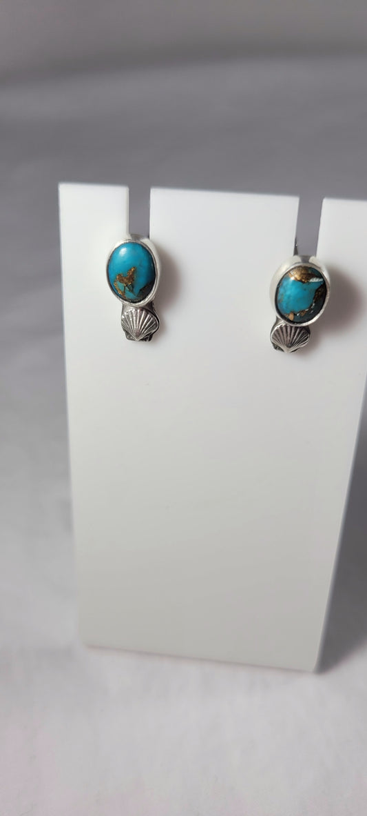 Turquoise seashell stud earrings