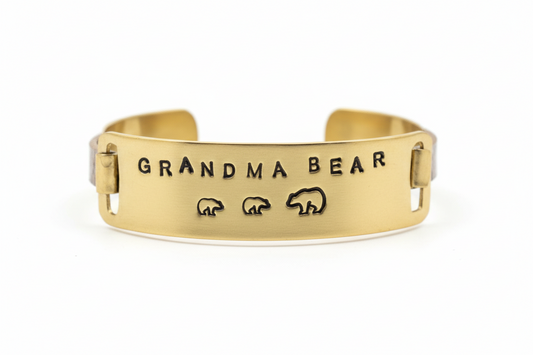 Grandma Bear Brass Bracelet