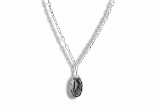 Oval Black Druzy Onyx Necklace