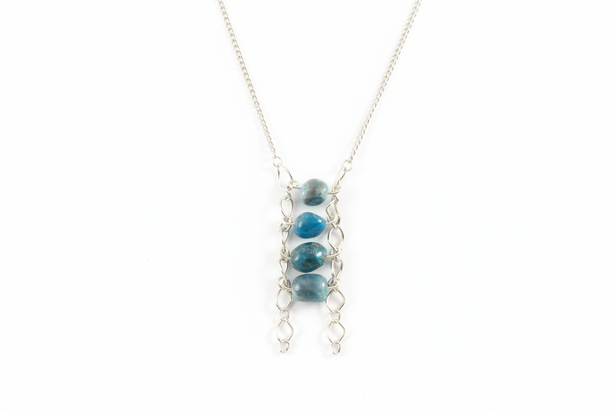 Vertical Blue Apatite beads necklace #3