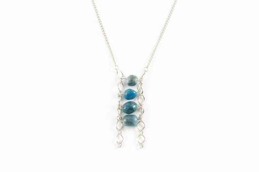 Vertical Blue Apatite beads necklace #3
