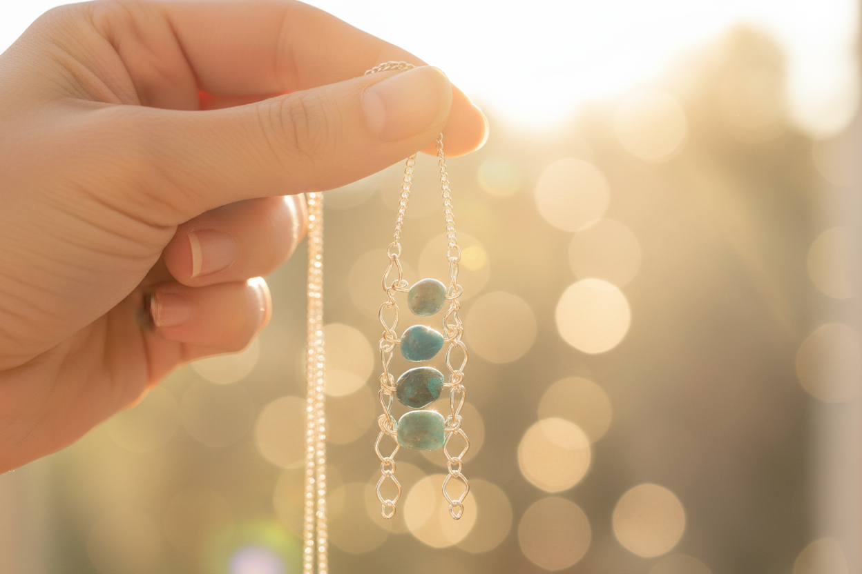 Vertical Blue Apatite beads necklace #3