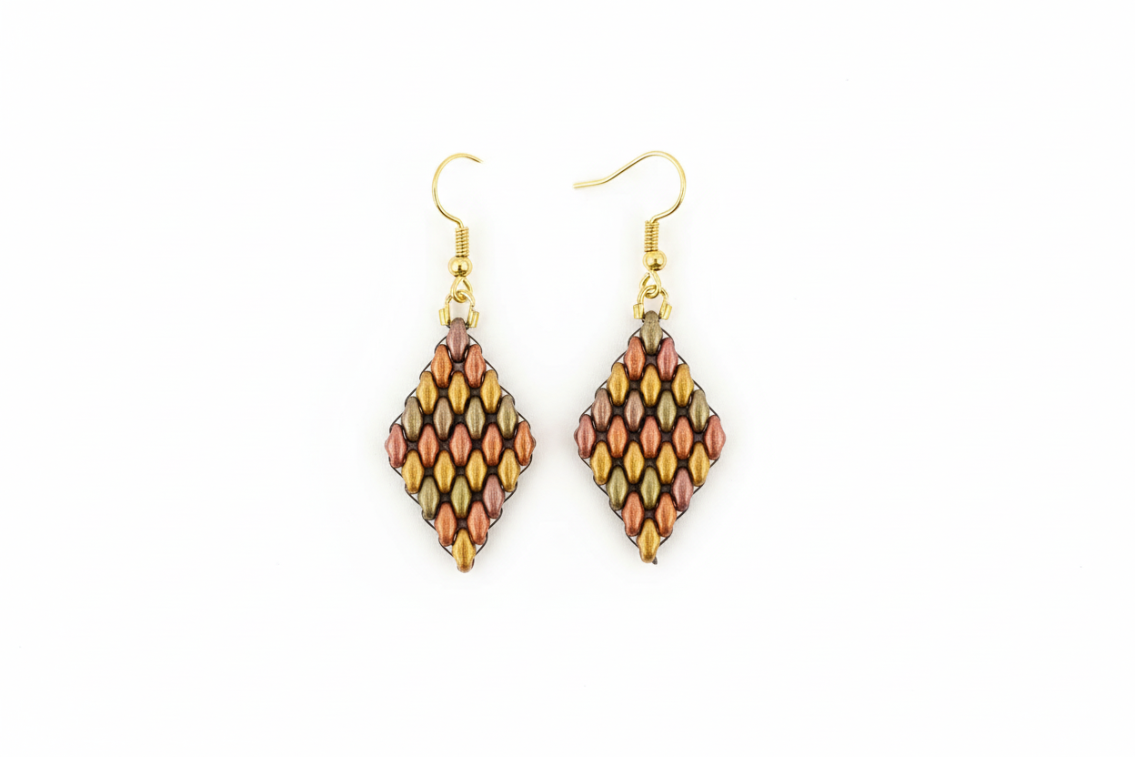 Golden Brown beaded earring small
