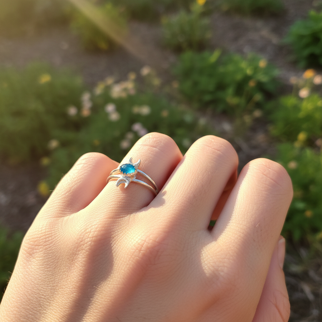 Opal Ring with Moon accents (Size 7)