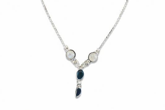 Four stone Seaglass and Moonstone Necklace
