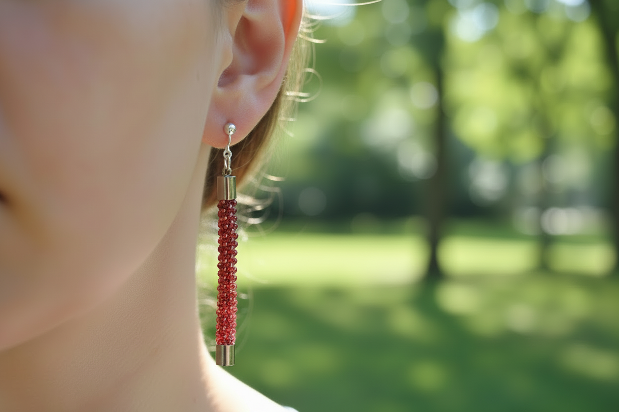 Iridescent Wine Long Seed Beaded Earrings