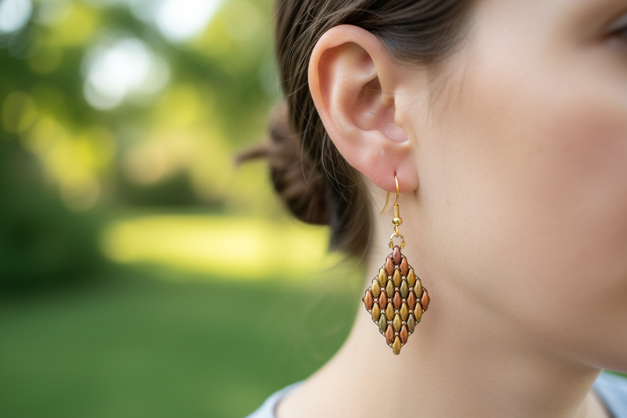 Golden Brown beaded earring small