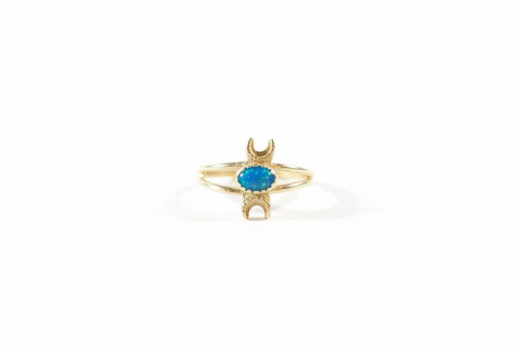 Opal Ring with Moon accents (Size 7)