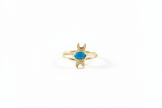 Opal Ring with Moon accents (Size 7)