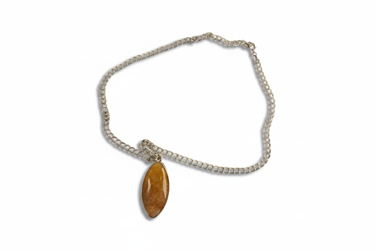 Yellow Aventurine w/backside owl cutout necklace